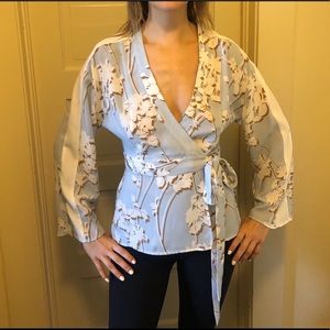 Light Blue Kimono wrap shirt